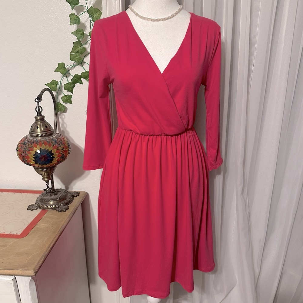 NEW Zenana Super Soft and Stretchy Pink Dress with Pockets